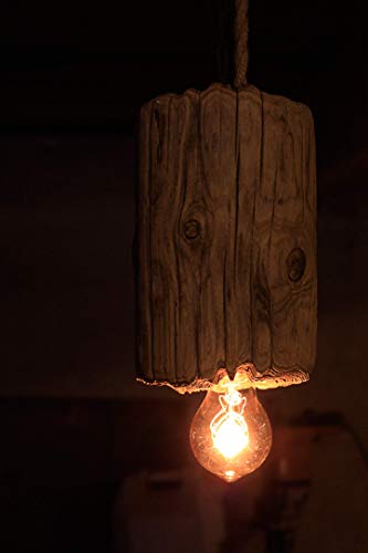 Hängelampe aus Treibholz mit Edison Glühlampe